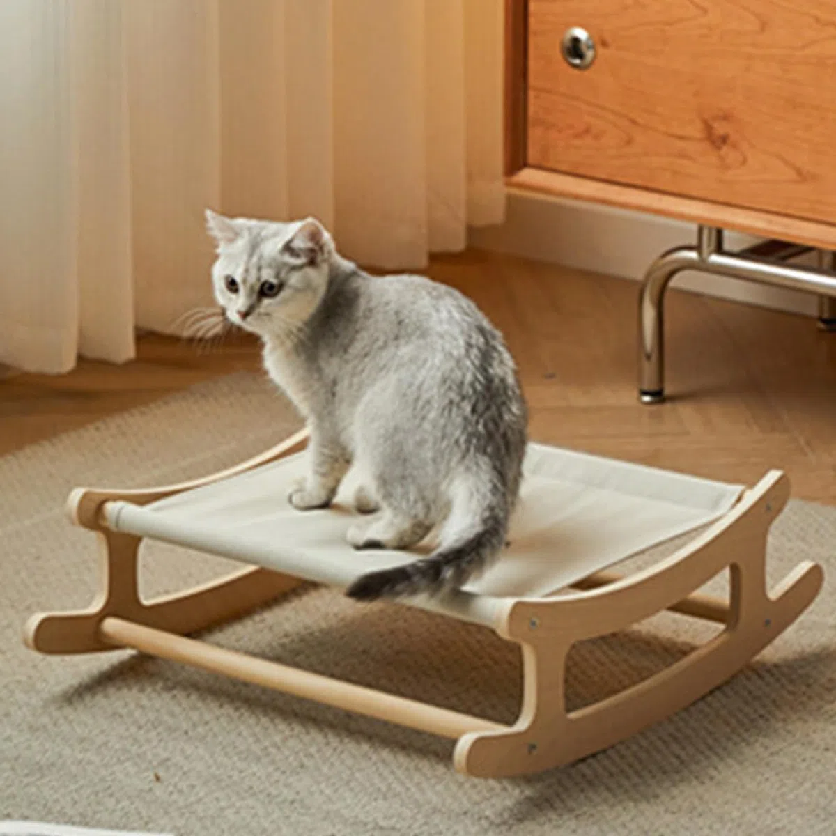 Cama Elevada para Mascotas | Asiento Tumbona Lavable y Moderno - para Mascotas De Madera Desmontable 50.5 X 41.5 X 15.8 Cm | para Gatos Perros Cachorros Y Hogar En Rincon
