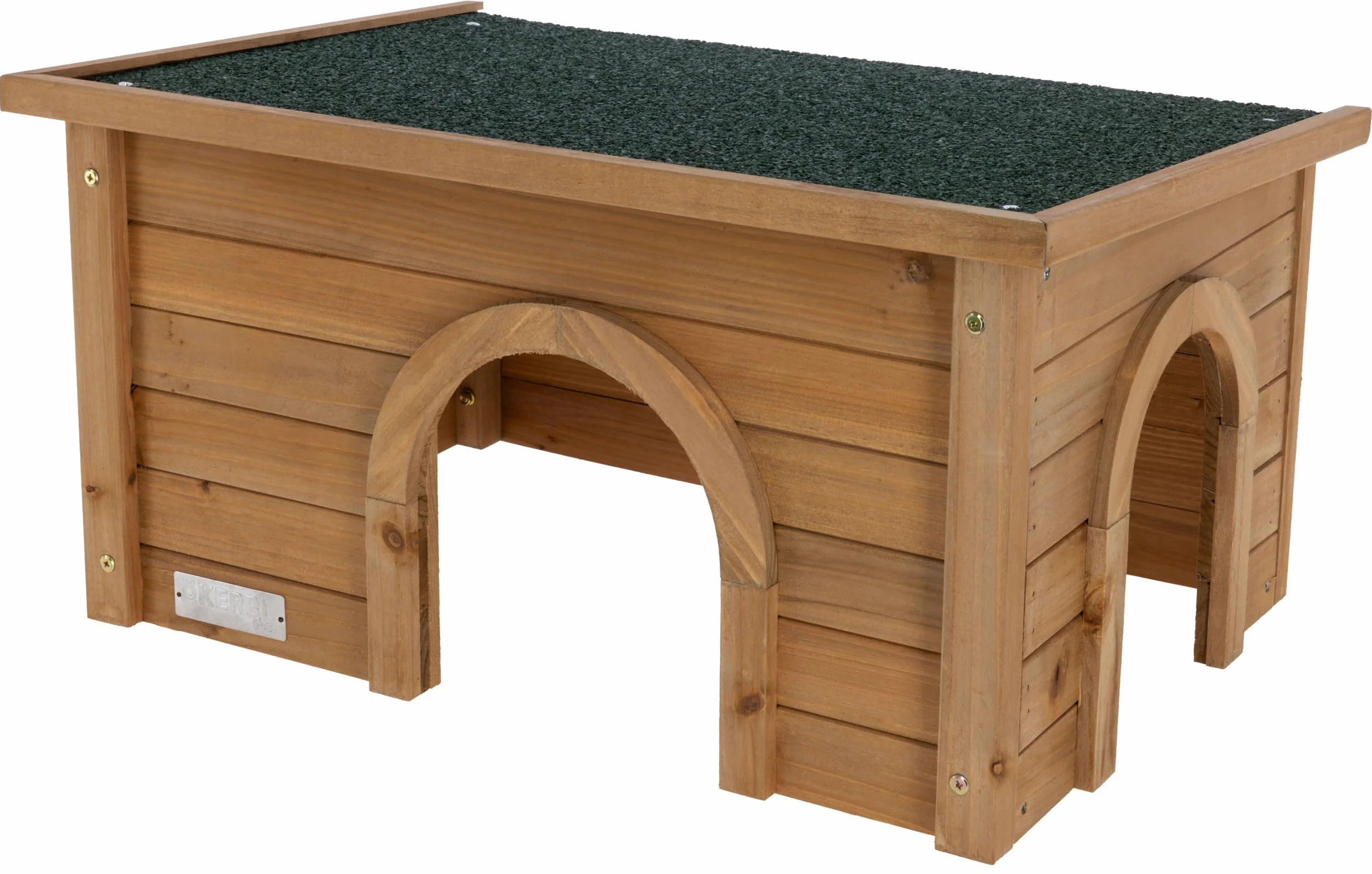 Kerbl Pet Caseta para roedores, caseta para animales pequeños, 59x39x30 cm, pino espinoso, plástico, techo resistente a la intemperie, duradera y robusta