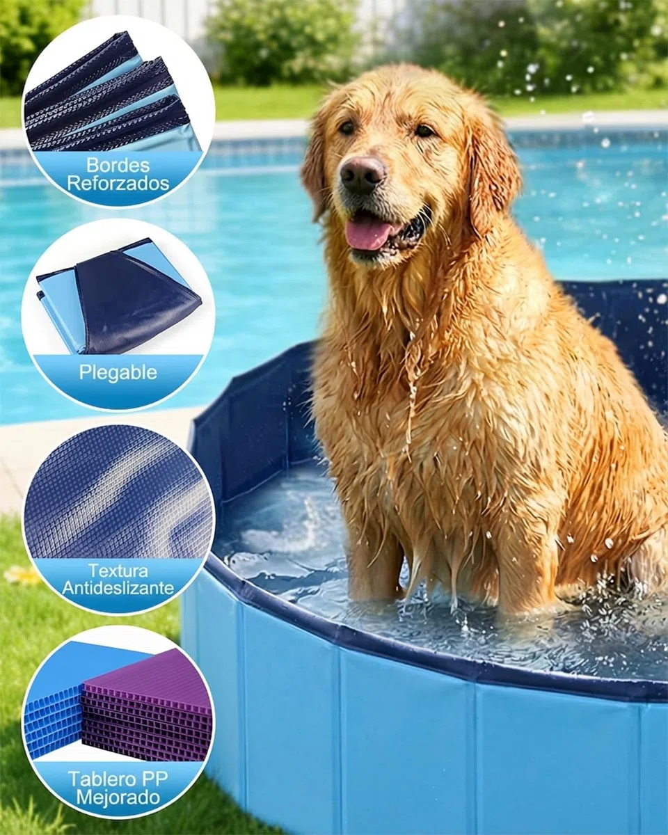 Piscina Plegable para Perros y Mascotas, Bañera Antideslizante de PVC Resistente, Piscina Portátil para Perros Grandes y Pequeños, Piscina Infantil para Jardín y Exterior,120 x 30 cm