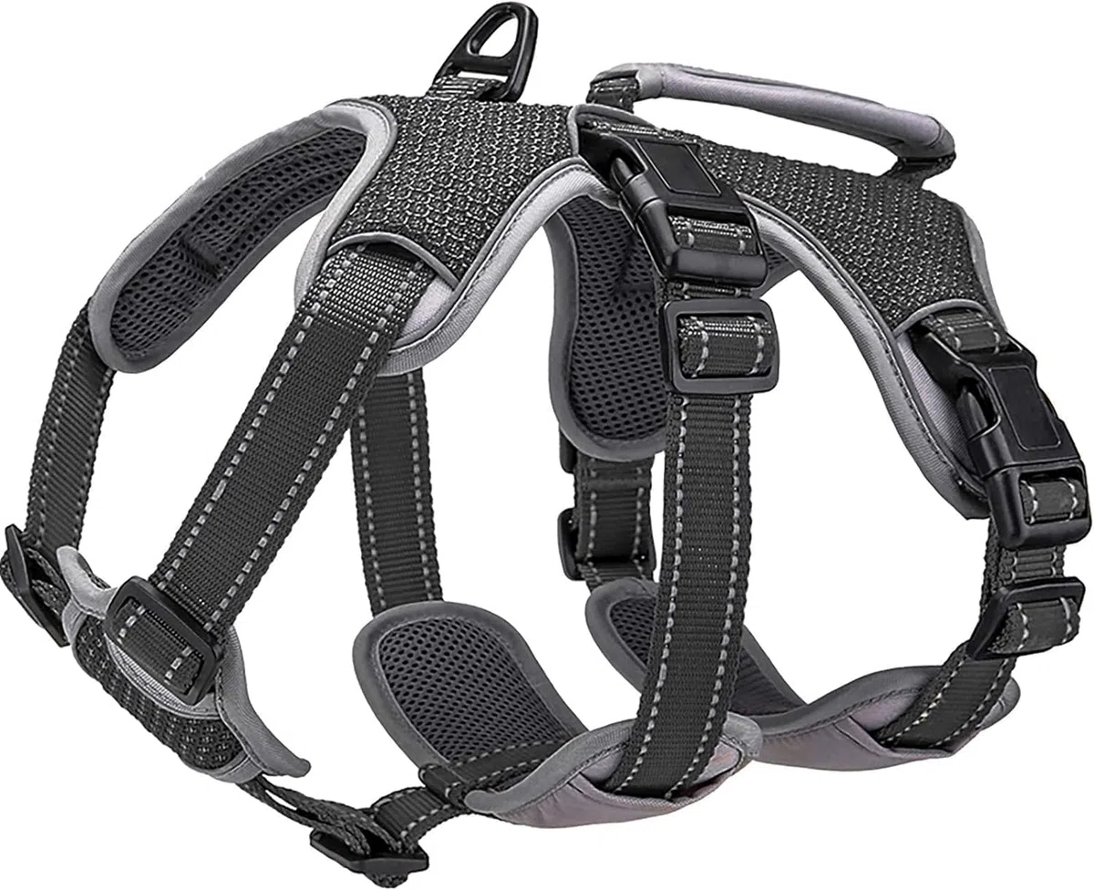 Arnés de Apoyo Multiusos para Perro, a Prueba de Escape, Chaleco Reflectante Ajustable con Mango Duradero, arnés para Perros Grandes y Activos (Negro, L)