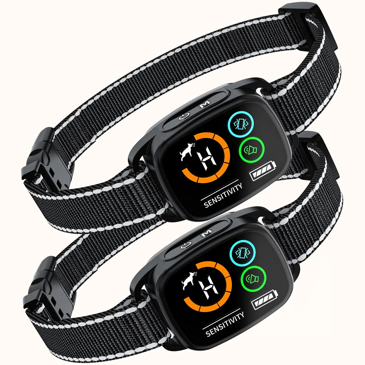 Kit de 2 Collares Antiladridos y Antiaullidos para Perros, Modos Sonido/Vibración/Vibración Fuerte, Detección Inteligente de Aullidos y Ladridos, Recargable, Impermeable IP67
