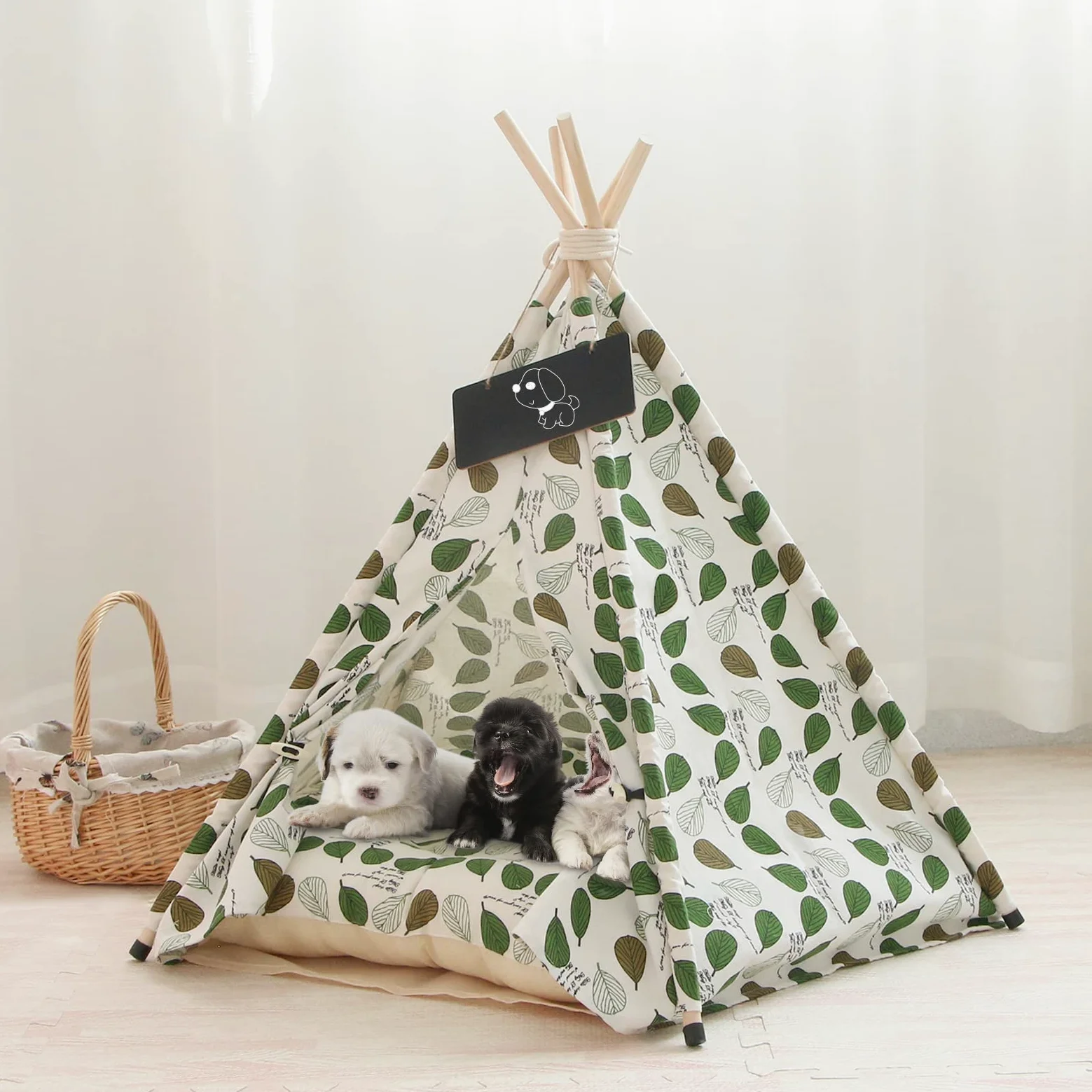 Tienda Tipi para Mascotas para Perros y Gatos,Tipi para Mascotas con Almohada Desmontable y Lavable Plegable,Caseta para Perros，Caseta para Perros