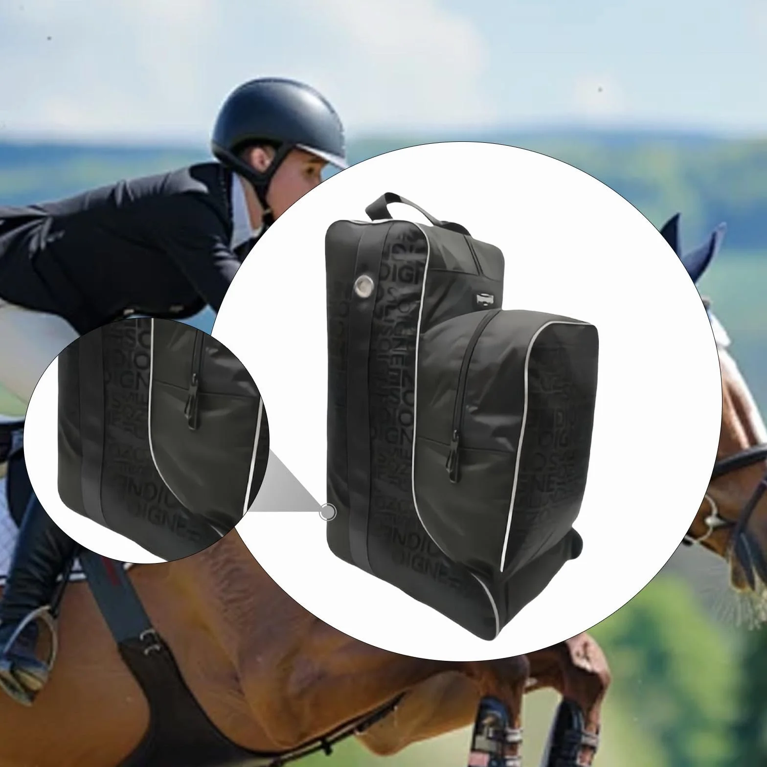 Milageto Bolsa para Botas, Bolsa para Botas de Casco Ecuestre, Almacenamiento de Accesorios de Versátil, Impermeable, Mochila Ecuestre