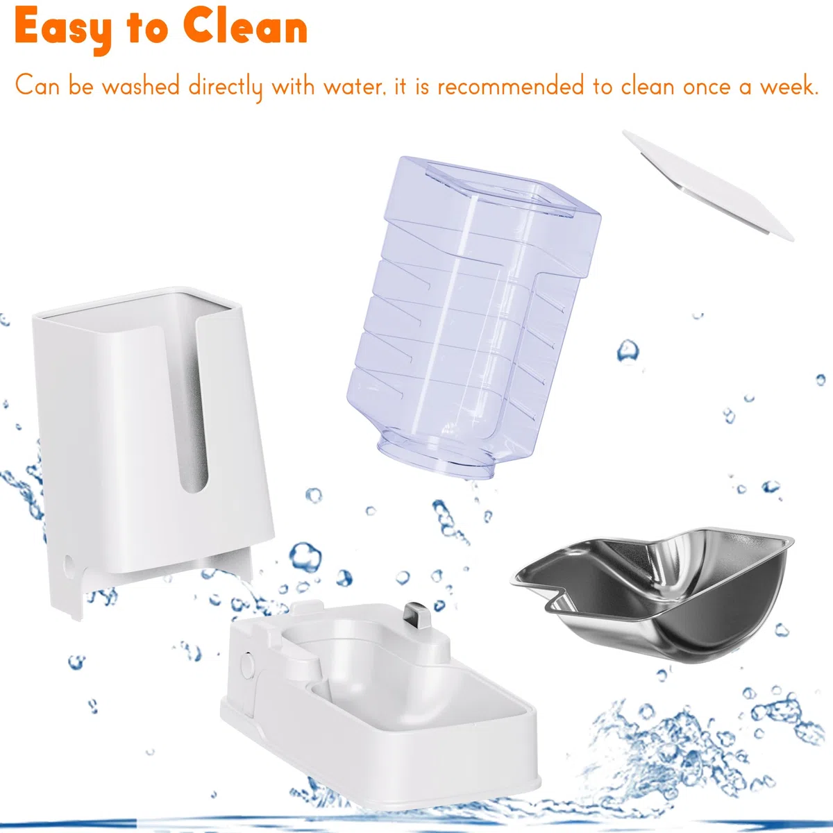 Juego de dispensador de Comida para Gatos y dispensador de Agua para Gatos con Cuencos de Acero Inoxidable, comedero por Gravedad para Perros pequeños, medianos y Grandes, Mascotas