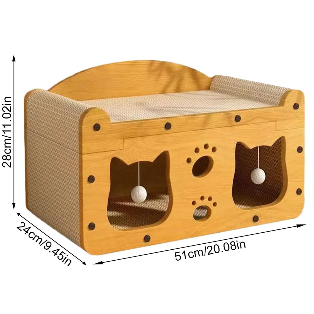 Genérico Casa de Cartón para Gatos - con Pelota Antideslizante y Diseño Versátil | Rascadores para Gatos - para Disfrutar en Familia en Interior, Exterior, Salón o Viajes