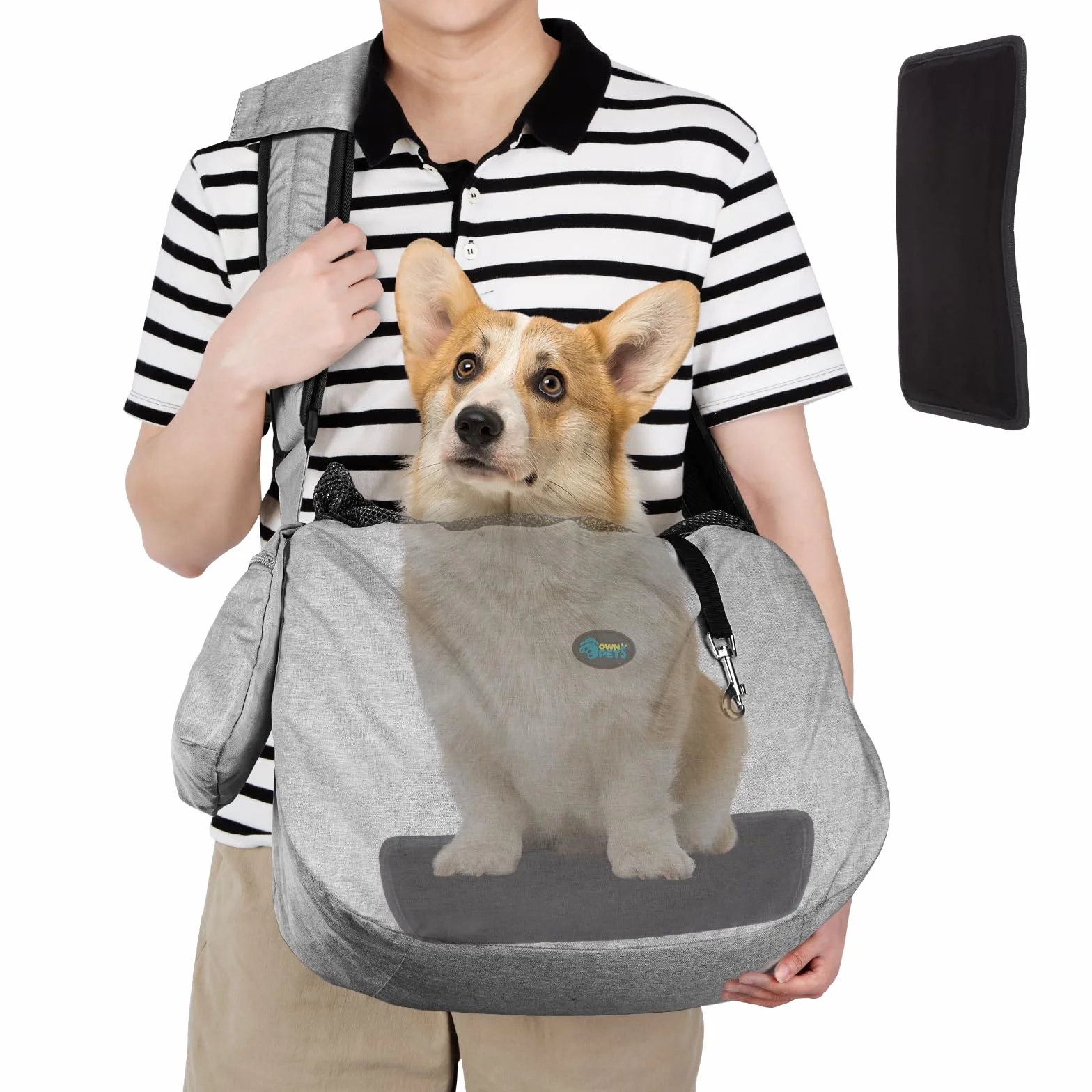 Ownpets Bolsa de Viaje para Mascotas, Bolso Perro Pequeño con Correa Ajustable, Bolsa de Transporte para Perro Pequeño y Almohadilla de Hombro de Bolsillo para Viajes al Aire Libre