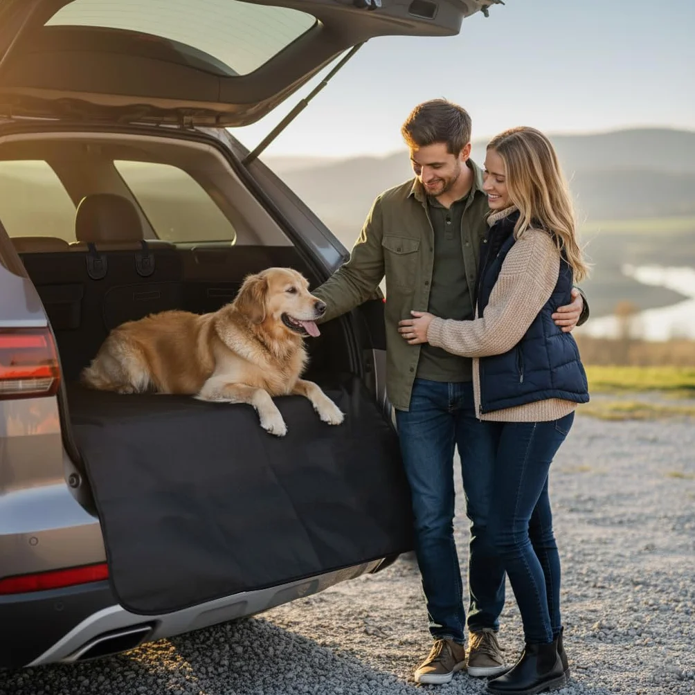 Alfheim Funda para Maletero de Coche para Perros - Protector de Asiento Antideslizante Impermeable para Mascotas - Se Adapta a vehículos utilitarios Deportivos medianos y pequeños, Negro