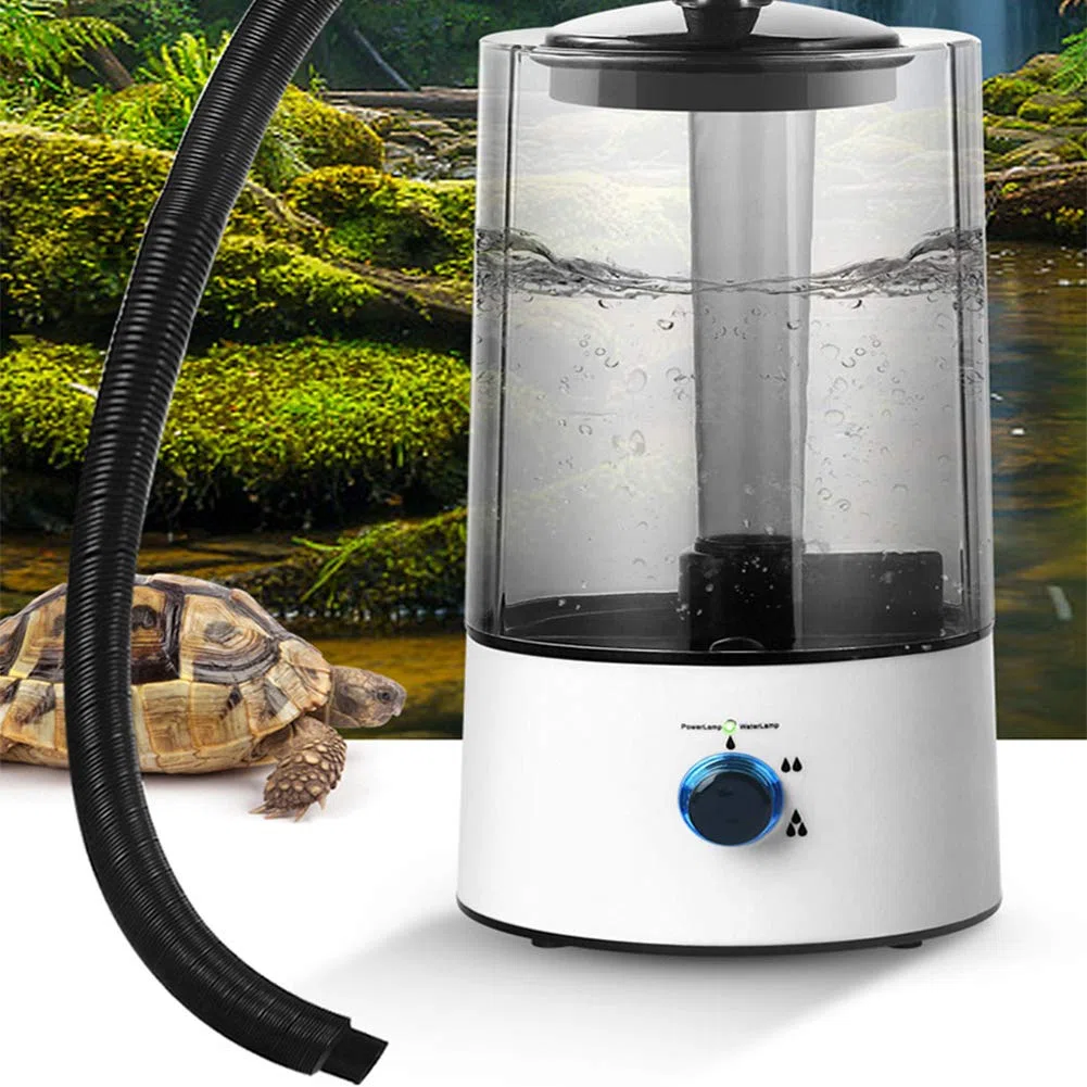 QOTSTEOS - Humidificador para Reptiles, nebulizador de tortuga lagarto con manguera alargada, depósito de 4 litros ajustable humidificador para reptiles anfibios ideal la tortuga lagarto (Clear)