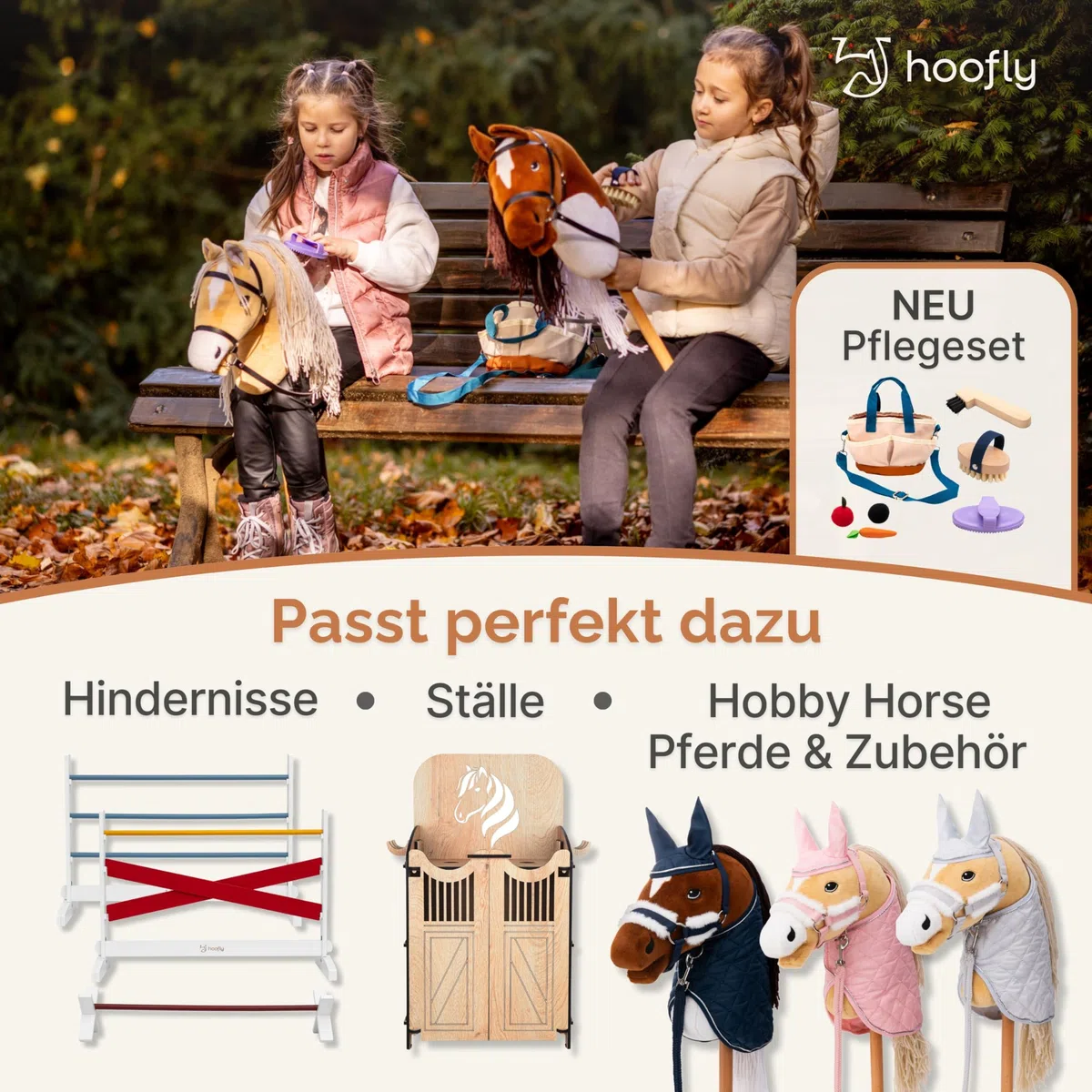 Juego de accesorios para caballos Hobby Horse – Cabestro con punto, manta y capucha en azul para caballos de hobby [certificado TÜV] – Ideal para juegos, entrenamiento y pequeños torneos