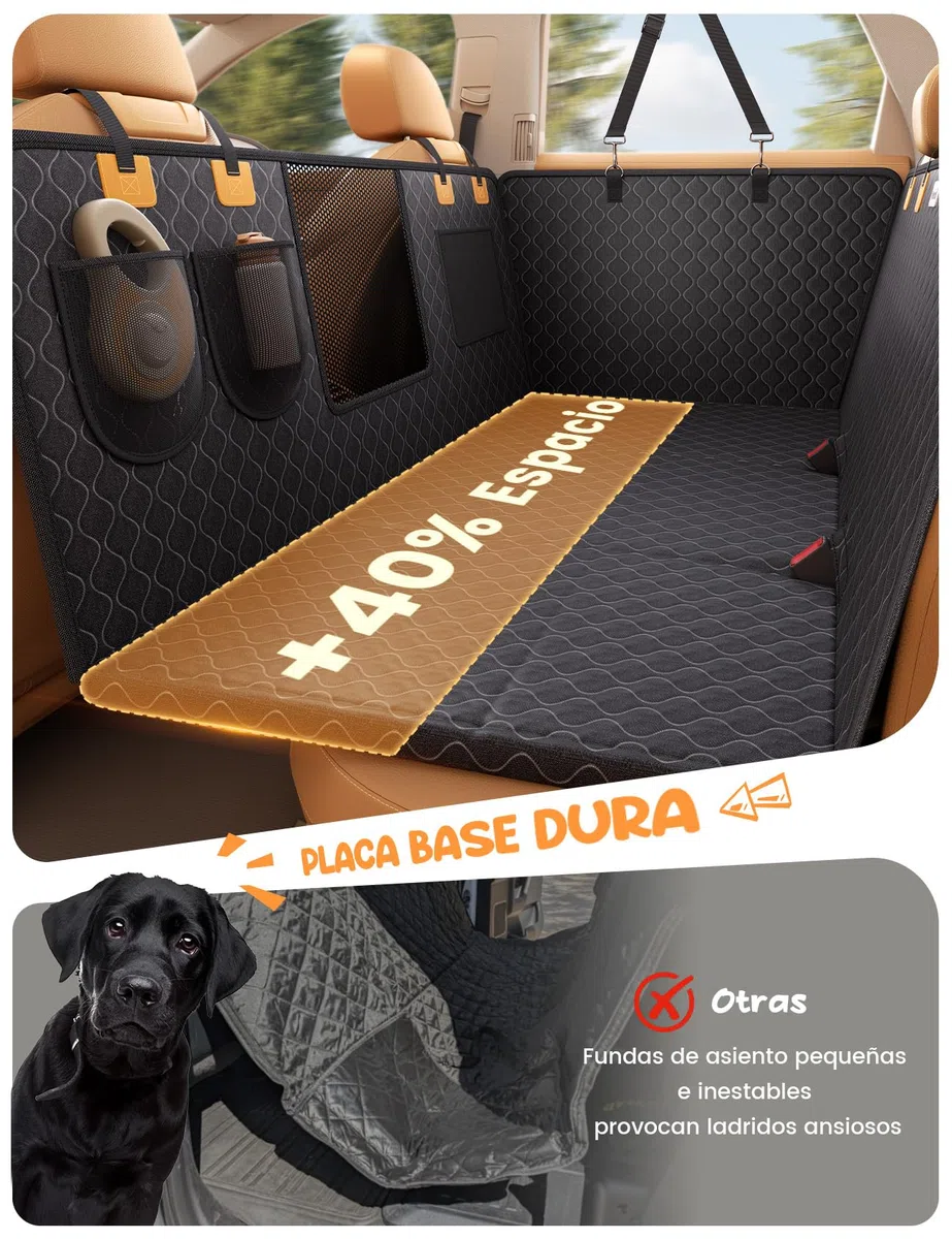 Lamicall Funda Perro Coche para Asiento Trasero - [Antidesgarro Mejorado] Protector Coche para Mascota, Impermeable, con Ventana de Malla Visible y Cremallera, para SUV y Camionetas Pequeñas, L