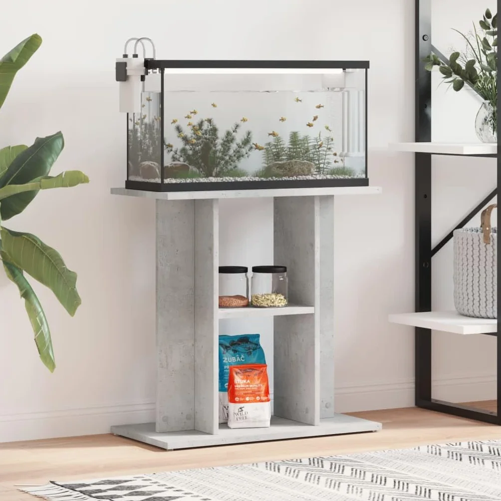 vidaXL Soporte para Acuario Madera ingeniería Gris hormigón 60x30x60cm