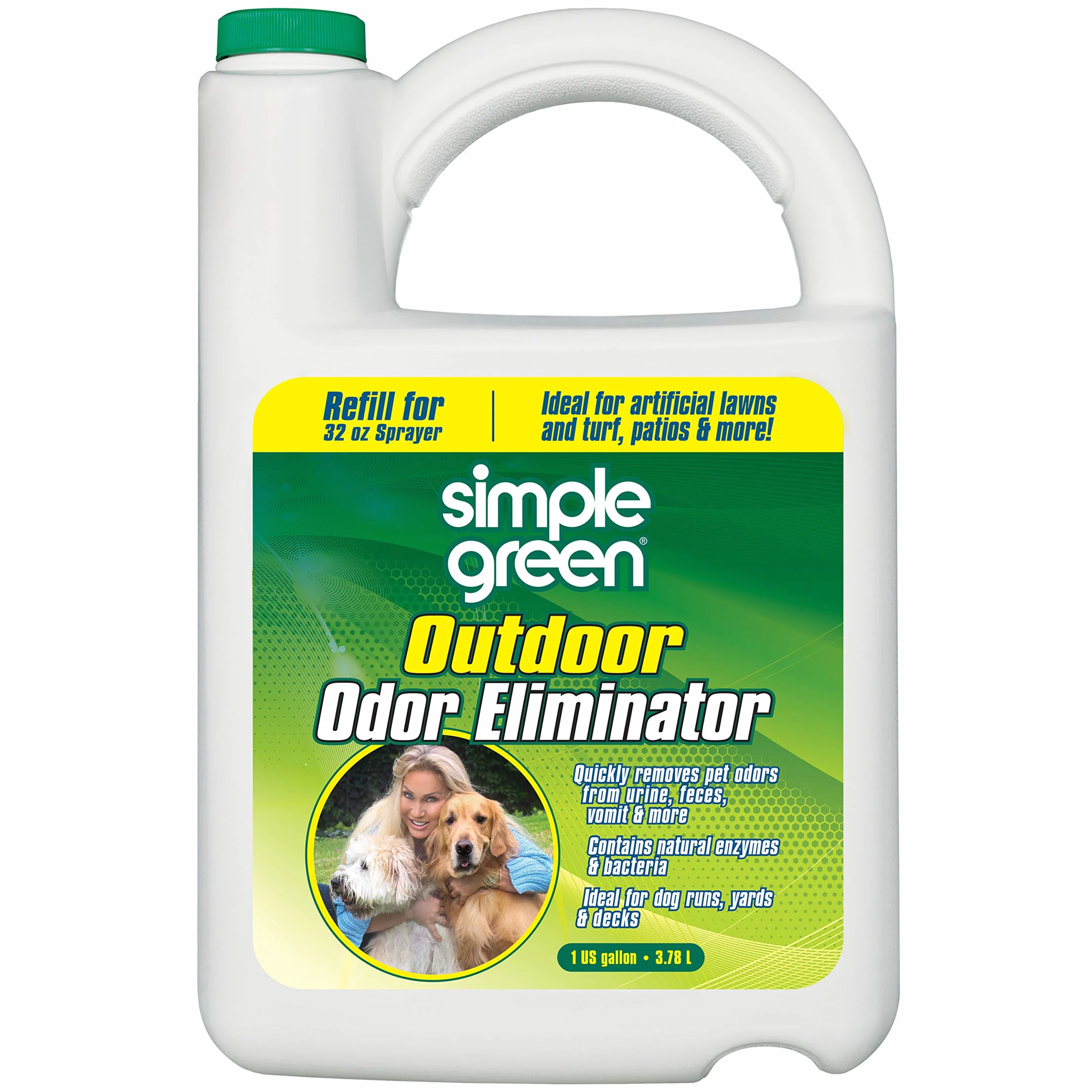 Simple Green Eliminador de olores al aire libre para mascotas, perros, recambio de 1 galón, ideal para césped artificial y patio, blanco lechoso
