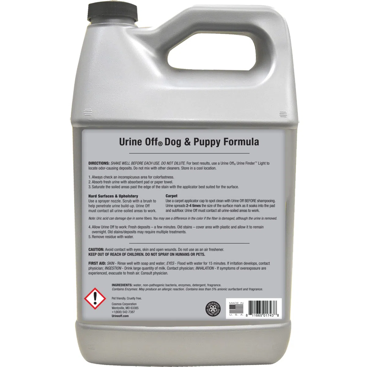Urine Off Removedor de olores y Manchas para Cachorros y Perros | Spray Limpiador de alfombras Fresh Scent | Eliminador de olores de orina y Manchas enzimáticas Bio Seguro para Mascotas | 3.78 L
