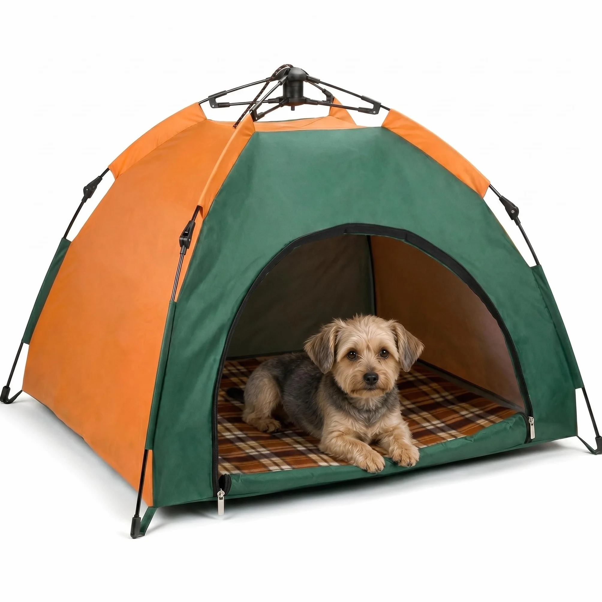QWORK® Tienda de campaña Plegable para Perros (Uso Exterior) con cojín, Repelente al Agua, 80 x 77 x 70 cm, Altura de Entrada 37 cm, para Mascotas de tamaño pequeño a Mediano