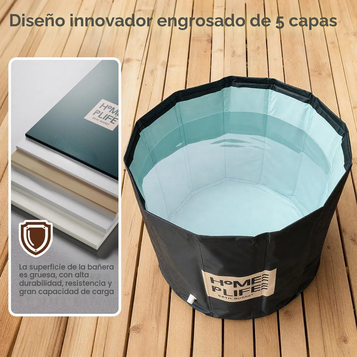 Bañera plegable para adultos, bañera portátil para spa caliente y baño de hielo para una rápida recuperación muscular 80x 65 cm