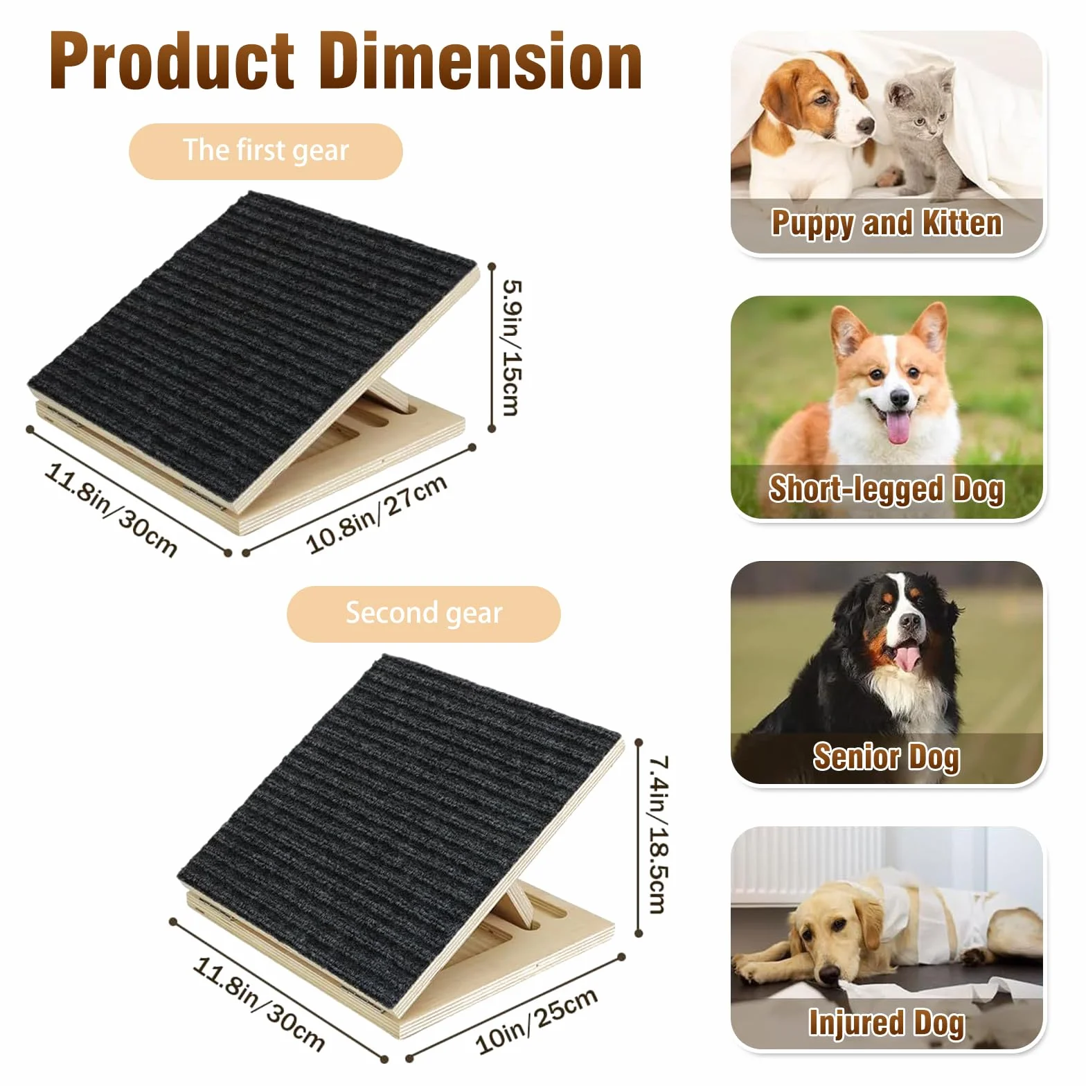 Rampas para Perros, Rampa Plegable Coche Perro, Antideslizante Y Segura, Sin Montaje, Escaleras para Mascotas para Patas Cortas, Ancianas O Heridas