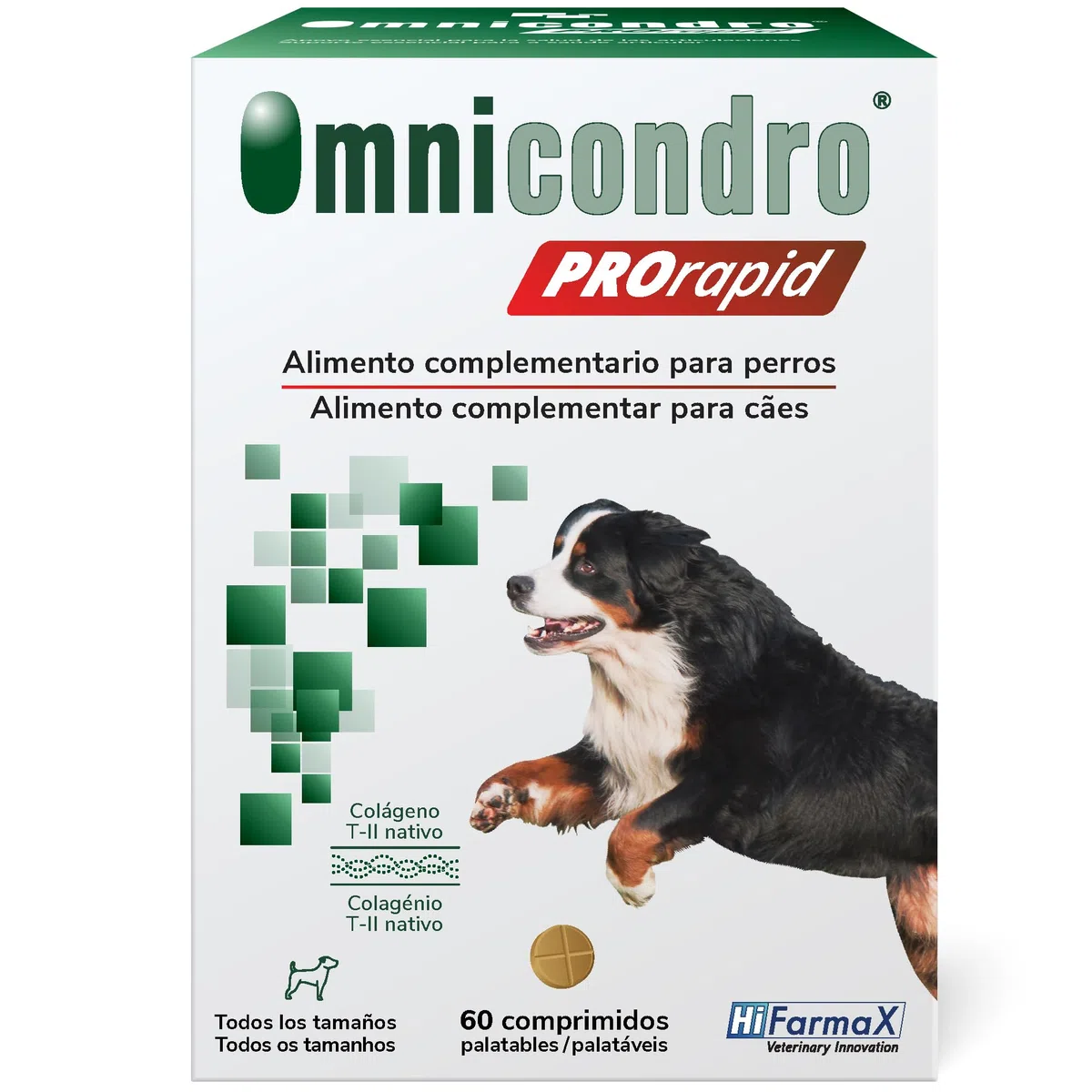Omnicondro PROrapid Hifarmax - Condroprotector Perros con Vitaminas | Pastillas para Articulaciones Perros | Condroprotector con Colágeno | Caja de 60 Pastillas