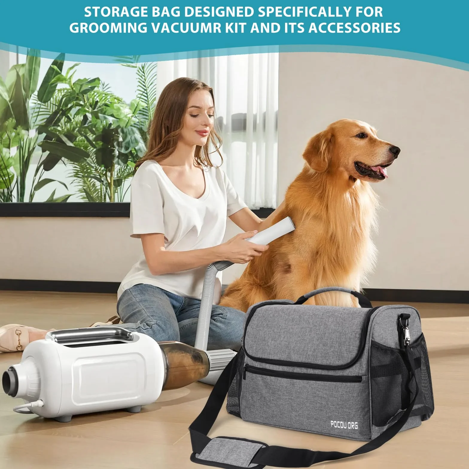 Bolsa organizadora de Suministros de Aseo para Mascotas, Compatible con aspiradora Oneisall/Neabot, Gran Capacidad, Solo Bolsa (Gris)
